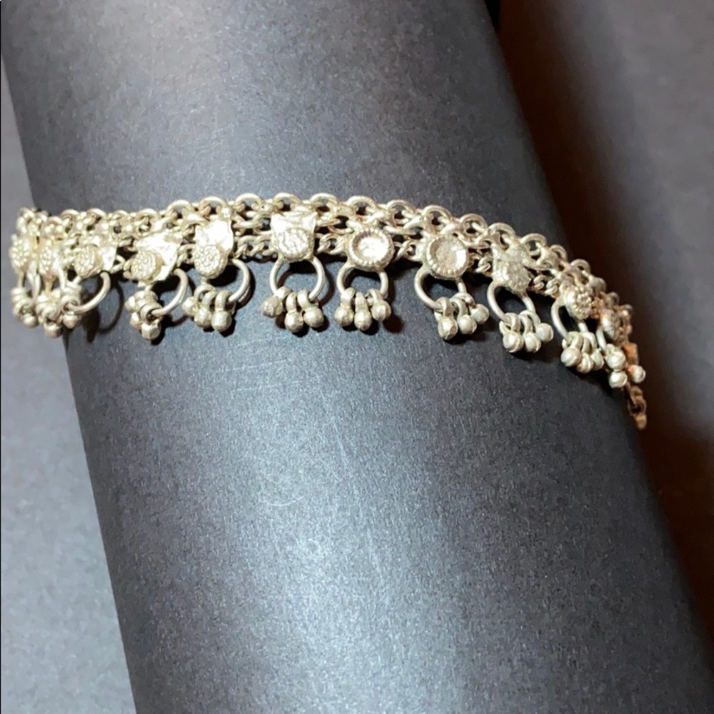 Bollywood Gypsy Silver Bell Ankle Bracelet 10 1/2"